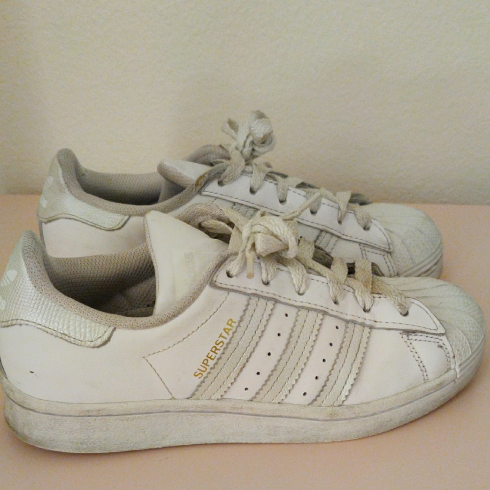 Adidas Superstar White and Metallic Sneakers